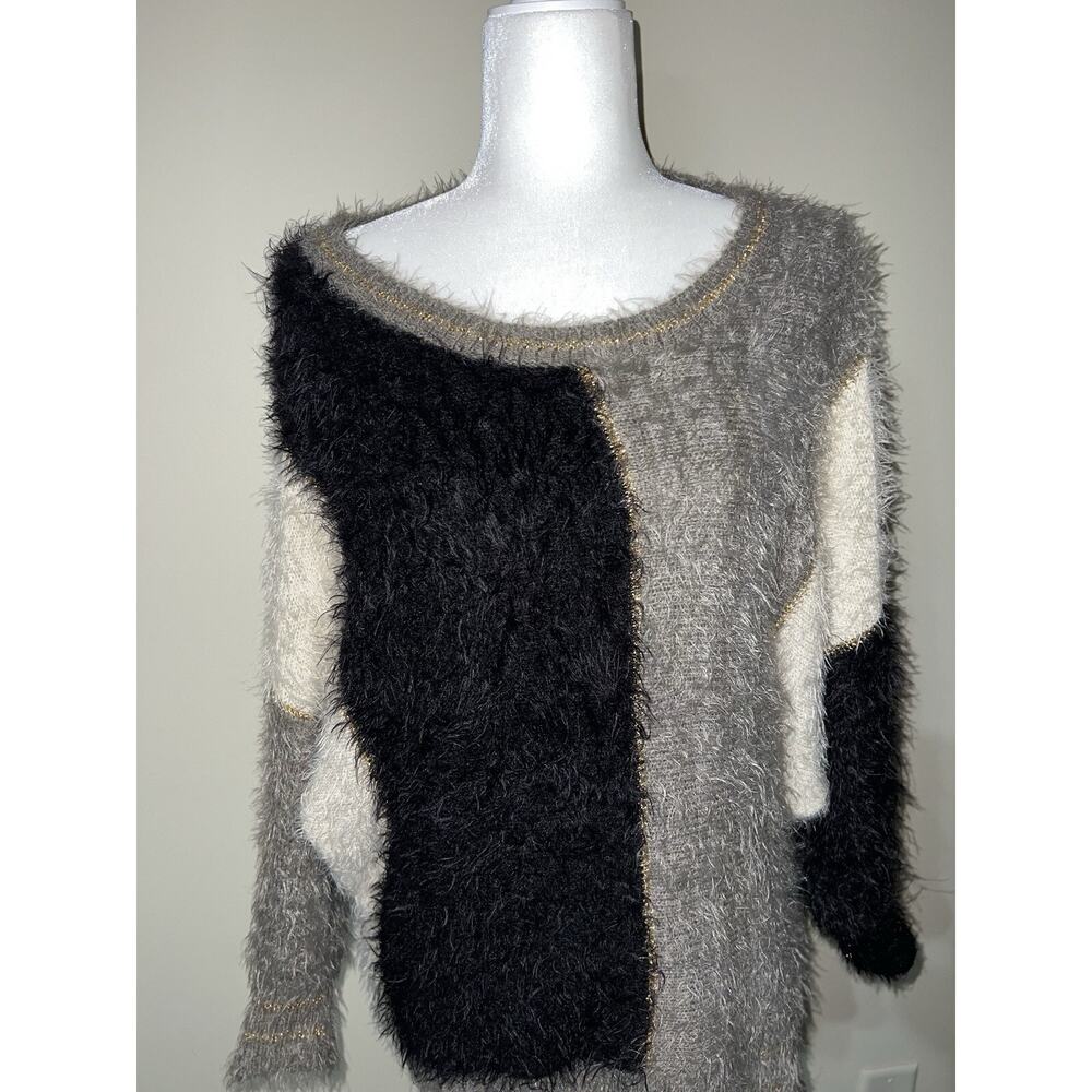 Gorgeous Dex Fuzzy Soft Color Block Furry Sweater… - image 3